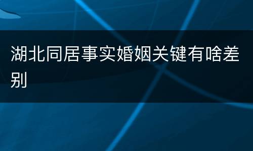 湖北同居事实婚姻关键有啥差别