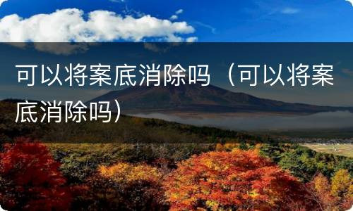 可以将案底消除吗（可以将案底消除吗）