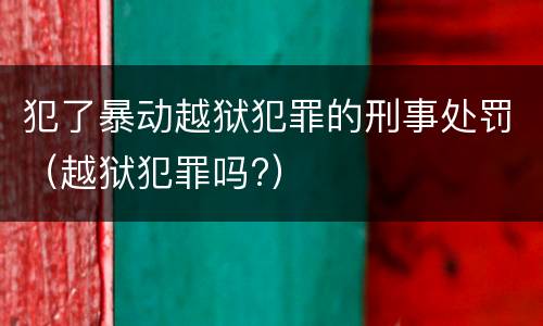 犯了暴动越狱犯罪的刑事处罚（越狱犯罪吗?）