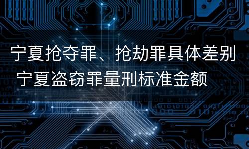宁夏抢夺罪、抢劫罪具体差别 宁夏盗窃罪量刑标准金额