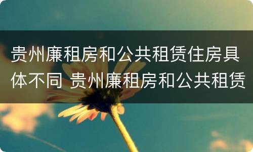 贵州廉租房和公共租赁住房具体不同 贵州廉租房和公共租赁住房具体不同吗