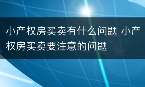 小产权房买卖有什么问题 小产权房买卖要注意的问题