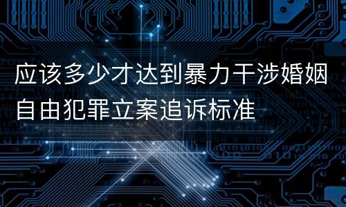 应该多少才达到暴力干涉婚姻自由犯罪立案追诉标准