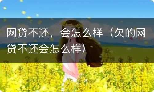 网贷不还，会怎么样（欠的网贷不还会怎么样）
