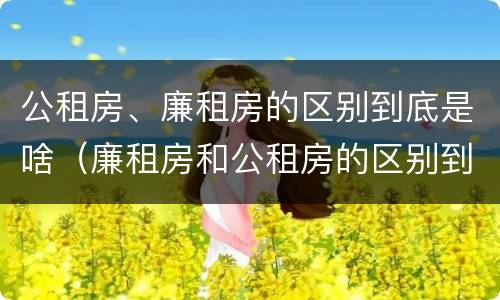 公租房、廉租房的区别到底是啥（廉租房和公租房的区别到底是什么）