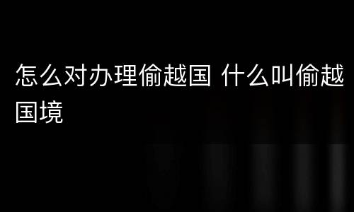 怎么对办理偷越国 什么叫偷越国境