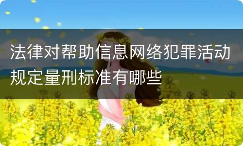 法律对帮助信息网络犯罪活动规定量刑标准有哪些