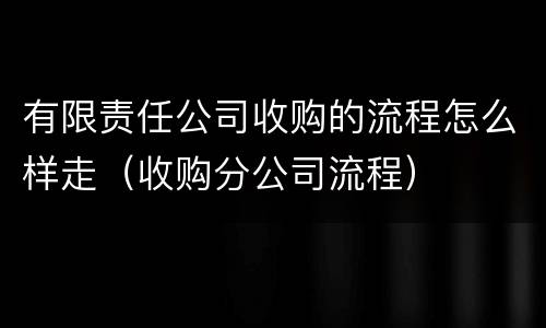 有限责任公司收购的流程怎么样走（收购分公司流程）