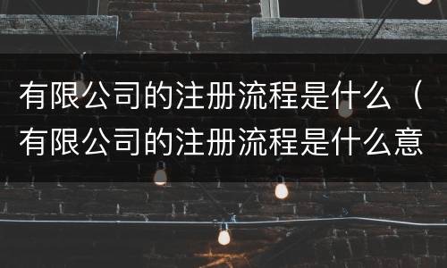 有限公司的注册流程是什么（有限公司的注册流程是什么意思）
