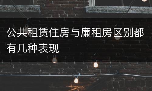 公共租赁住房与廉租房区别都有几种表现