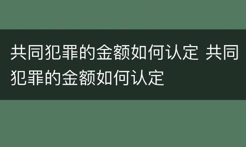 共同犯罪的金额如何认定 共同犯罪的金额如何认定