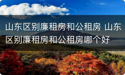 山东区别廉租房和公租房 山东区别廉租房和公租房哪个好
