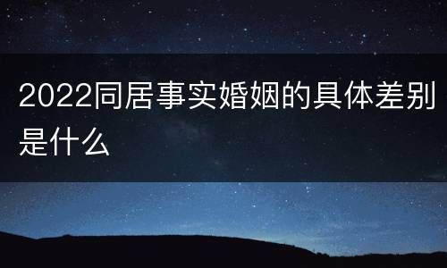 2022同居事实婚姻的具体差别是什么