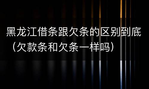 黑龙江借条跟欠条的区别到底（欠款条和欠条一样吗）