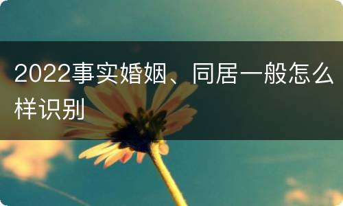 2022事实婚姻、同居一般怎么样识别