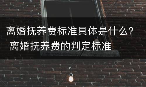 离婚抚养费标准具体是什么？ 离婚抚养费的判定标准