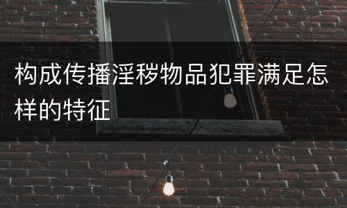 构成传播淫秽物品犯罪满足怎样的特征