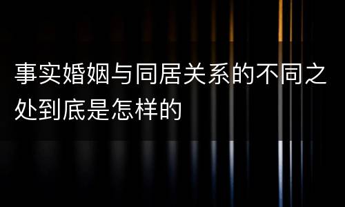 事实婚姻与同居关系的不同之处到底是怎样的