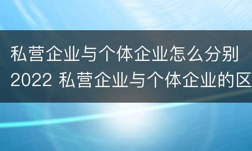 私营企业与个体企业怎么分别2022 私营企业与个体企业的区别