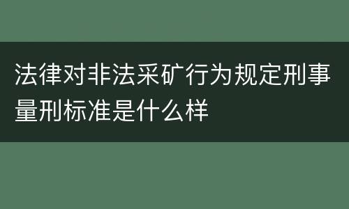 法律对非法采矿行为规定刑事量刑标准是什么样