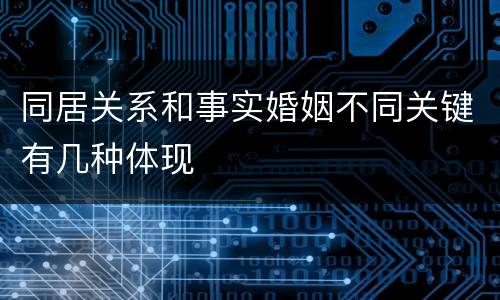 同居关系和事实婚姻不同关键有几种体现