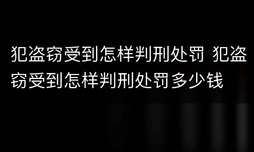 犯盗窃受到怎样判刑处罚 犯盗窃受到怎样判刑处罚多少钱
