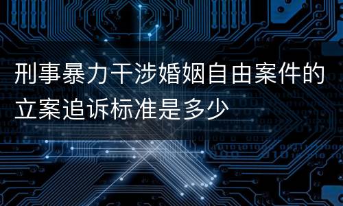 刑事暴力干涉婚姻自由案件的立案追诉标准是多少