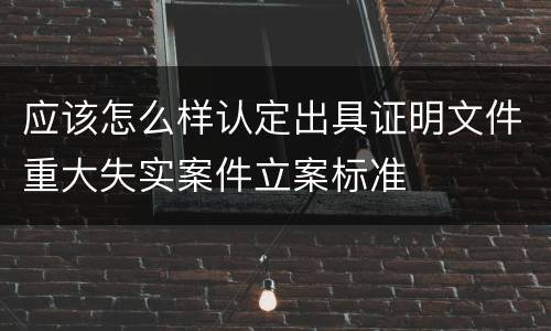 应该怎么样认定出具证明文件重大失实案件立案标准