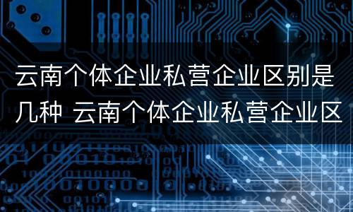 云南个体企业私营企业区别是几种 云南个体企业私营企业区别是几种形式