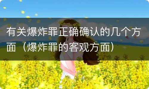 有关爆炸罪正确确认的几个方面（爆炸罪的客观方面）