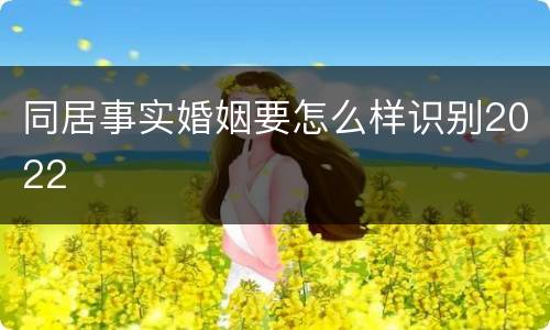 同居事实婚姻要怎么样识别2022