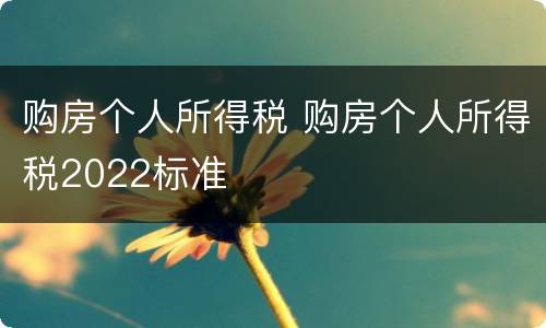 购房个人所得税 购房个人所得税2022标准