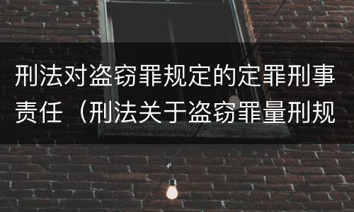 刑法对盗窃罪规定的定罪刑事责任（刑法关于盗窃罪量刑规定）