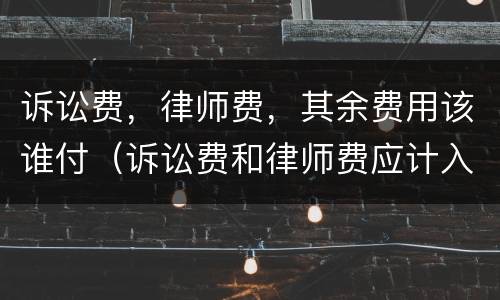 诉讼费，律师费，其余费用该谁付（诉讼费和律师费应计入什么科目）