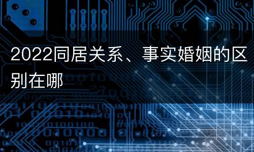 2022同居关系、事实婚姻的区别在哪