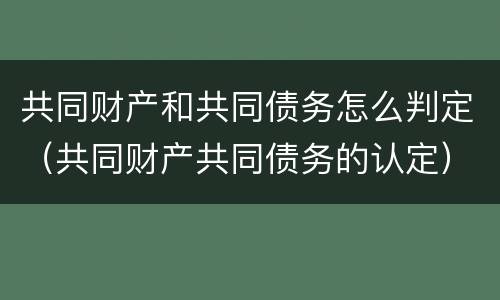 共同财产和共同债务怎么判定（共同财产共同债务的认定）