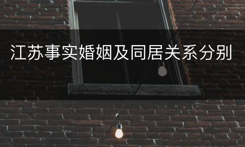 江苏事实婚姻及同居关系分别