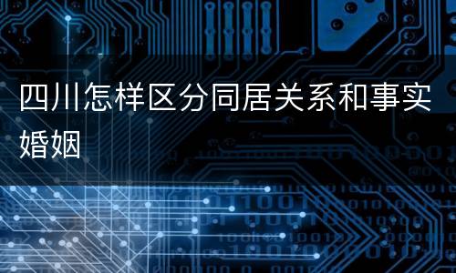 四川怎样区分同居关系和事实婚姻