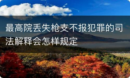 最高院丢失枪支不报犯罪的司法解释会怎样规定