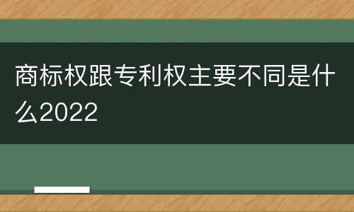 商标权跟专利权主要不同是什么2022