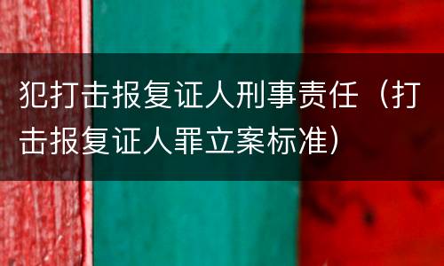 犯打击报复证人刑事责任（打击报复证人罪立案标准）