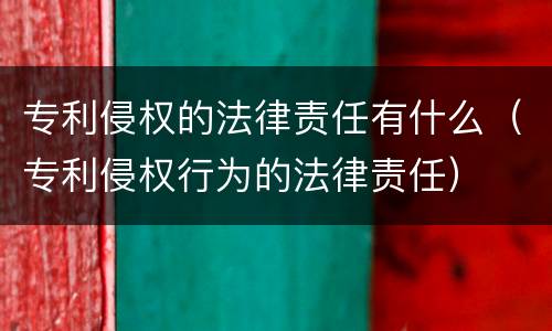 专利侵权的法律责任有什么（专利侵权行为的法律责任）