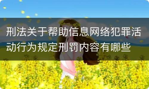 刑法关于帮助信息网络犯罪活动行为规定刑罚内容有哪些