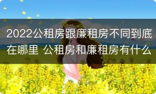 2022公租房跟廉租房不同到底在哪里 公租房和廉租房有什么区别?2019年的