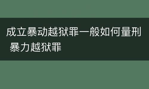 成立暴动越狱罪一般如何量刑 暴力越狱罪