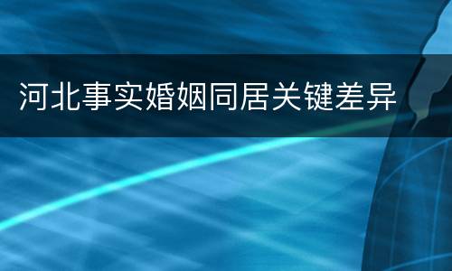 河北事实婚姻同居关键差异