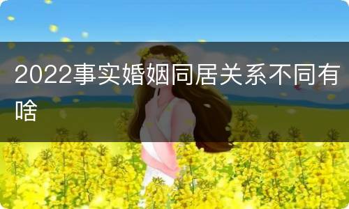 2022事实婚姻同居关系不同有啥