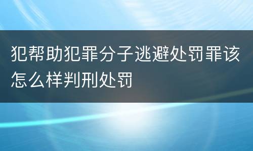 犯帮助犯罪分子逃避处罚罪该怎么样判刑处罚