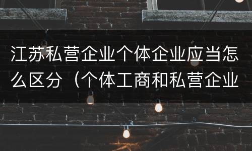 江苏私营企业个体企业应当怎么区分（个体工商和私营企业的区别）