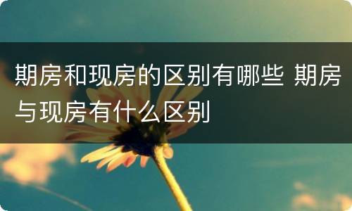 期房和现房的区别有哪些 期房与现房有什么区别